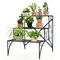 Black 3-Tier Metal Plant Stand Ladder Style Shelves Indoor Outdoor